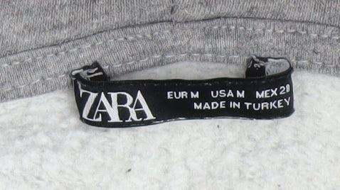 Zara Men's Grey Pullover Hoodie M Fleece Regular Fit