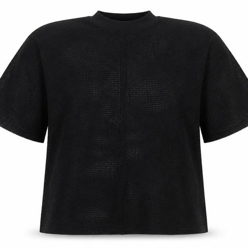 ASOS Women Black Mesh High Neck Blouse Size 20 Short Sleeve