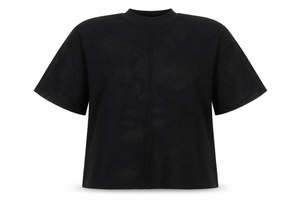 ASOS Women Black Mesh High Neck Blouse Size 20 Short Sleeve
