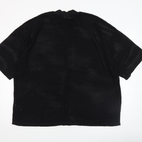 ASOS Women Black Mesh High Neck Blouse Size 20 Short Sleeve