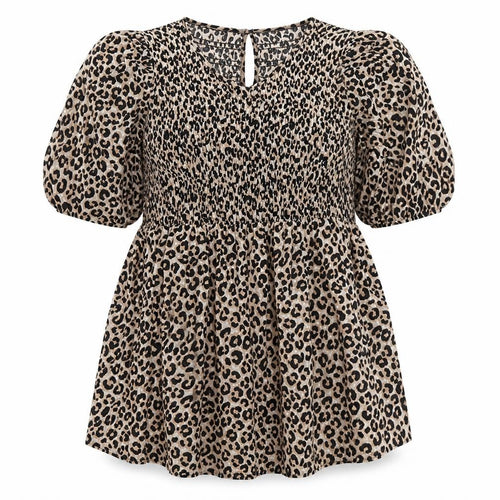 Marks and Spencer Women’s Beige Leopard Print Smocked Tunic Top Size 22