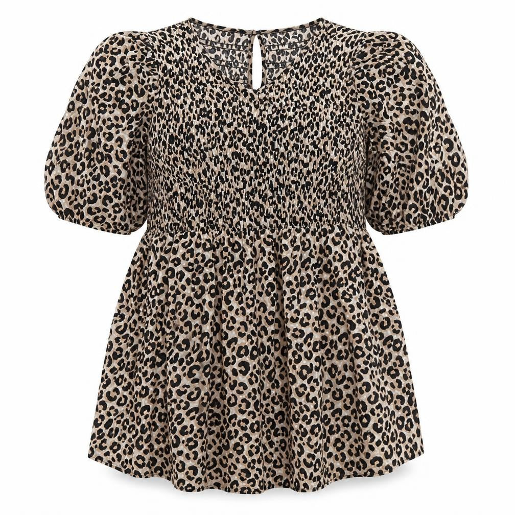 Marks and Spencer Women’s Beige Leopard Print Smocked Tunic Top Size 22