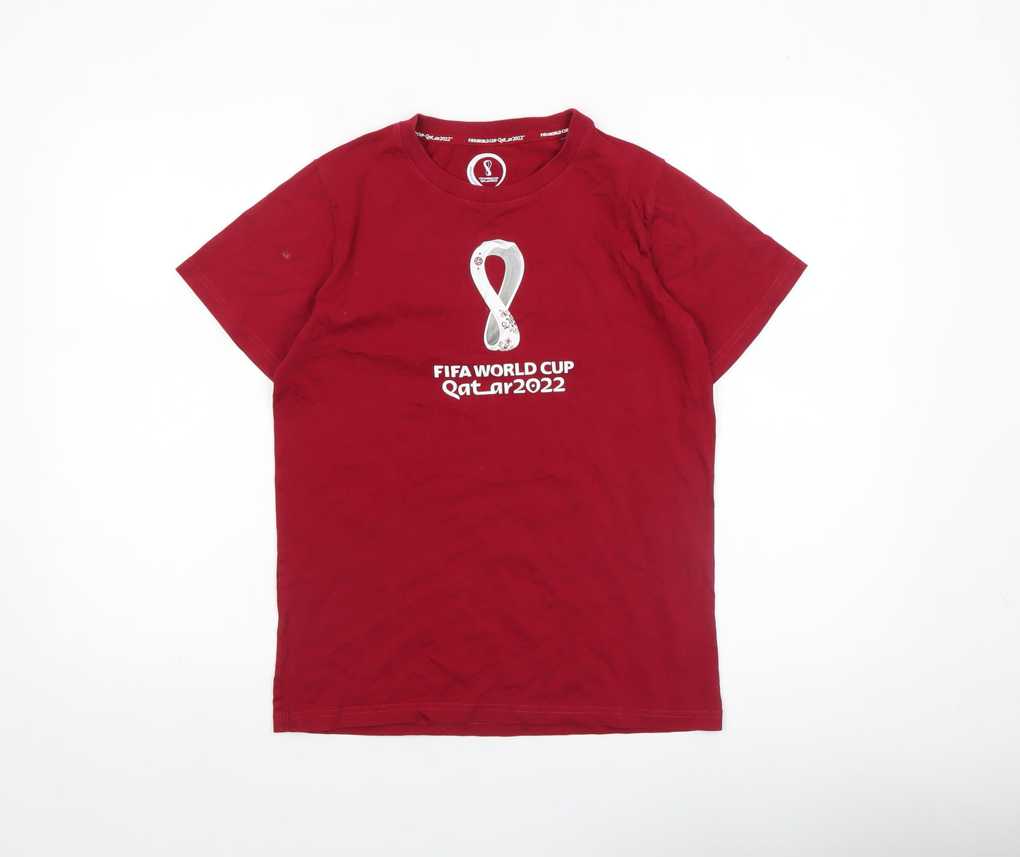 FIFA World Cup Qatar 2022 Boys Red T-Shirt 13-14 Years 100% Cotton