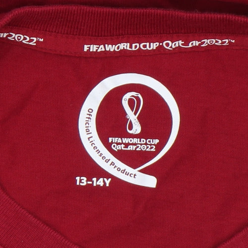 FIFA World Cup Qatar 2022 Boys Red T-Shirt 13-14 Years 100% Cotton
