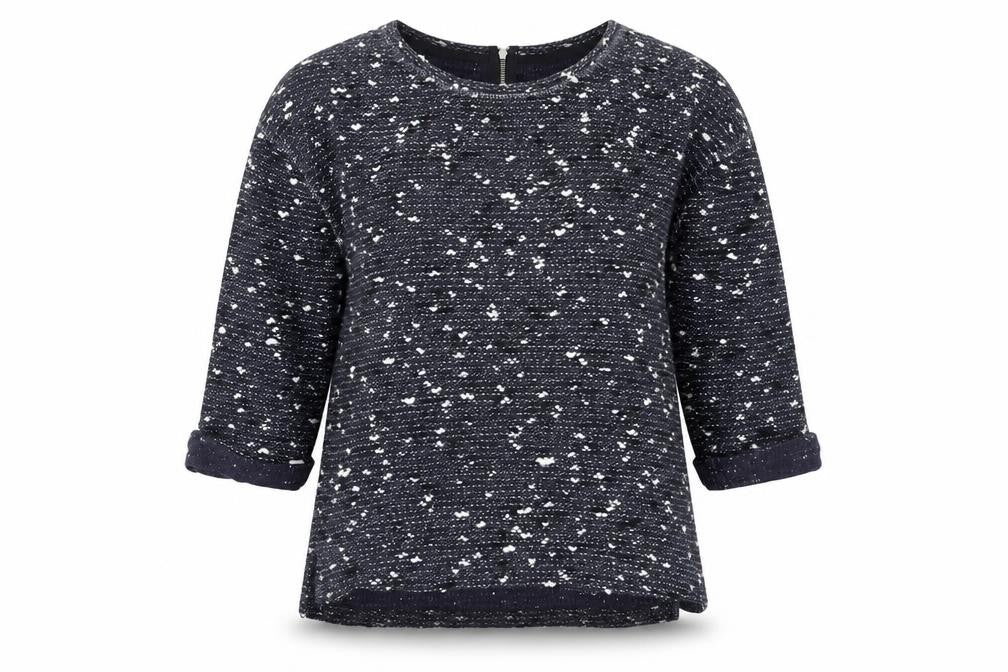 Next Women’s Blue Knit 3/4 Sleeve Zip Back Cotton Blend Blouse Size 10