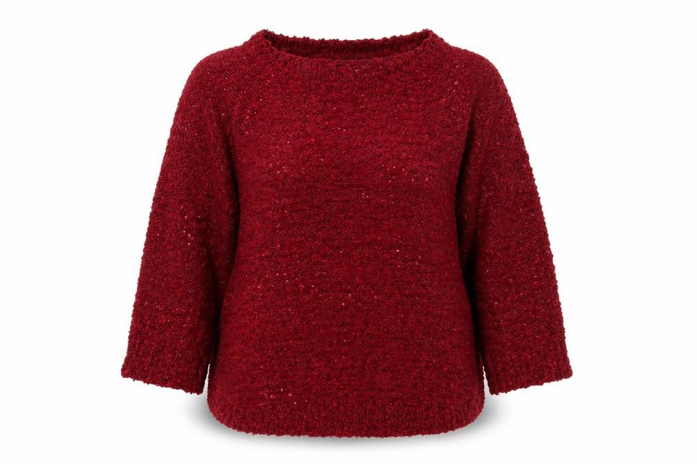 Front view of Bonmarché Women Red Sequin Knit jumper, size L