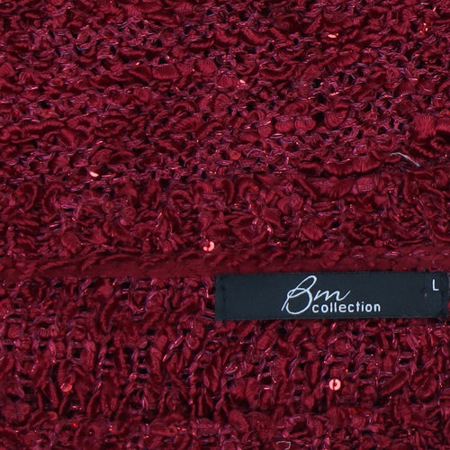BM Collection Women Red Sequin Knit Pullover Jumper Size L