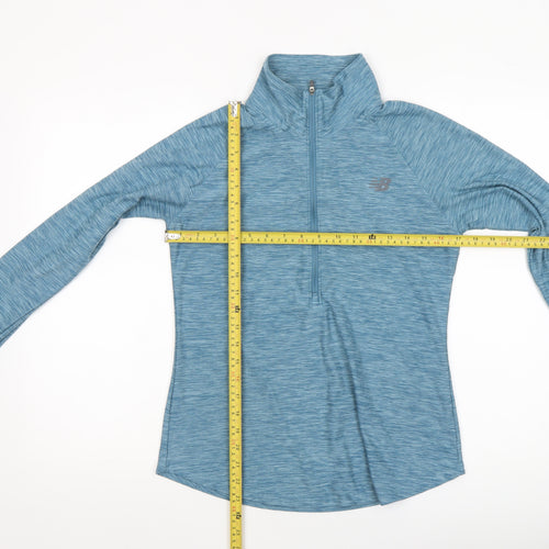 New Balance Women Blue Long Sleeve 1/4 Zip Athletic Top Size S