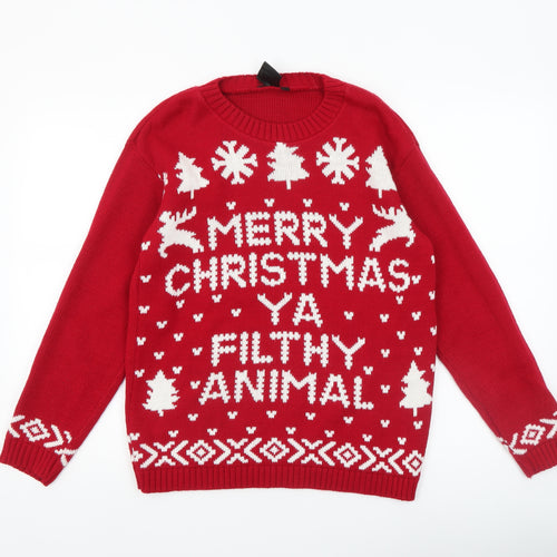 Angel Avenue Women's Red Christmas Jumper S/M Acrylic Knit