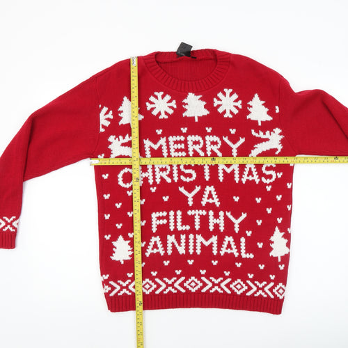 Angel Avenue Women's Red Christmas Jumper S/M Acrylic Knit
