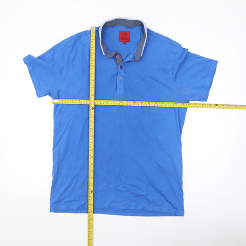 Swade Men's Blue Cotton Polo Shirt Size L Short Sleeve Collared Top