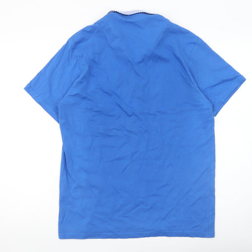 Swade Men's Blue Cotton Polo Shirt Size L Short Sleeve Collared Top
