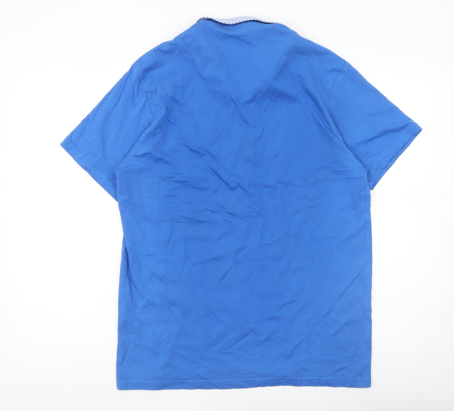Swade Men's Blue Cotton Polo Shirt Size L Short Sleeve Collared Top