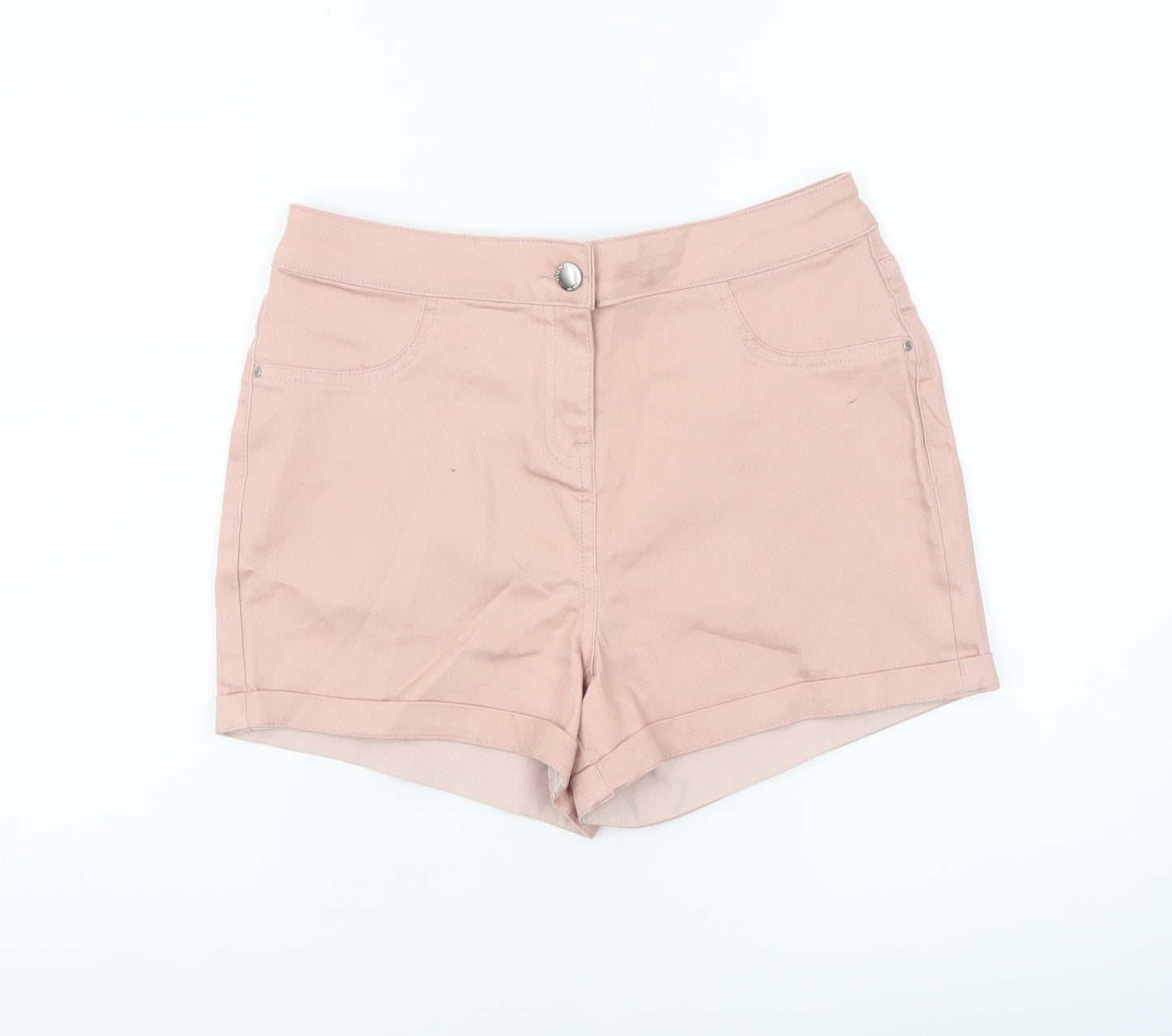 Matalan Women’s Pink Chino Denim Shorts Size 10 Stretch Casual