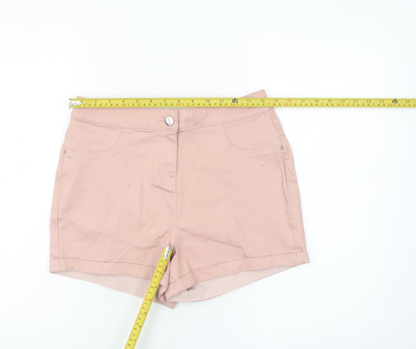Matalan Women’s Pink Chino Denim Shorts Size 10 Stretch Casual