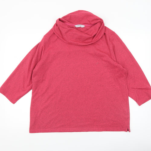Penny Plain Women's Pink Cowl Neck 3/4 Sleeve Pullover Jumper Size 18/20