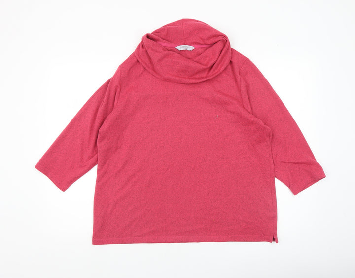 Penny Plain Women's Pink Cowl Neck 3/4 Sleeve Pullover Jumper Size 18/20