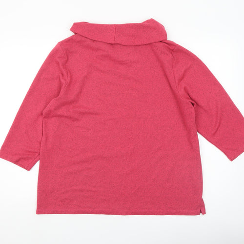 Penny Plain Women's Pink Cowl Neck 3/4 Sleeve Pullover Jumper Size 18/20