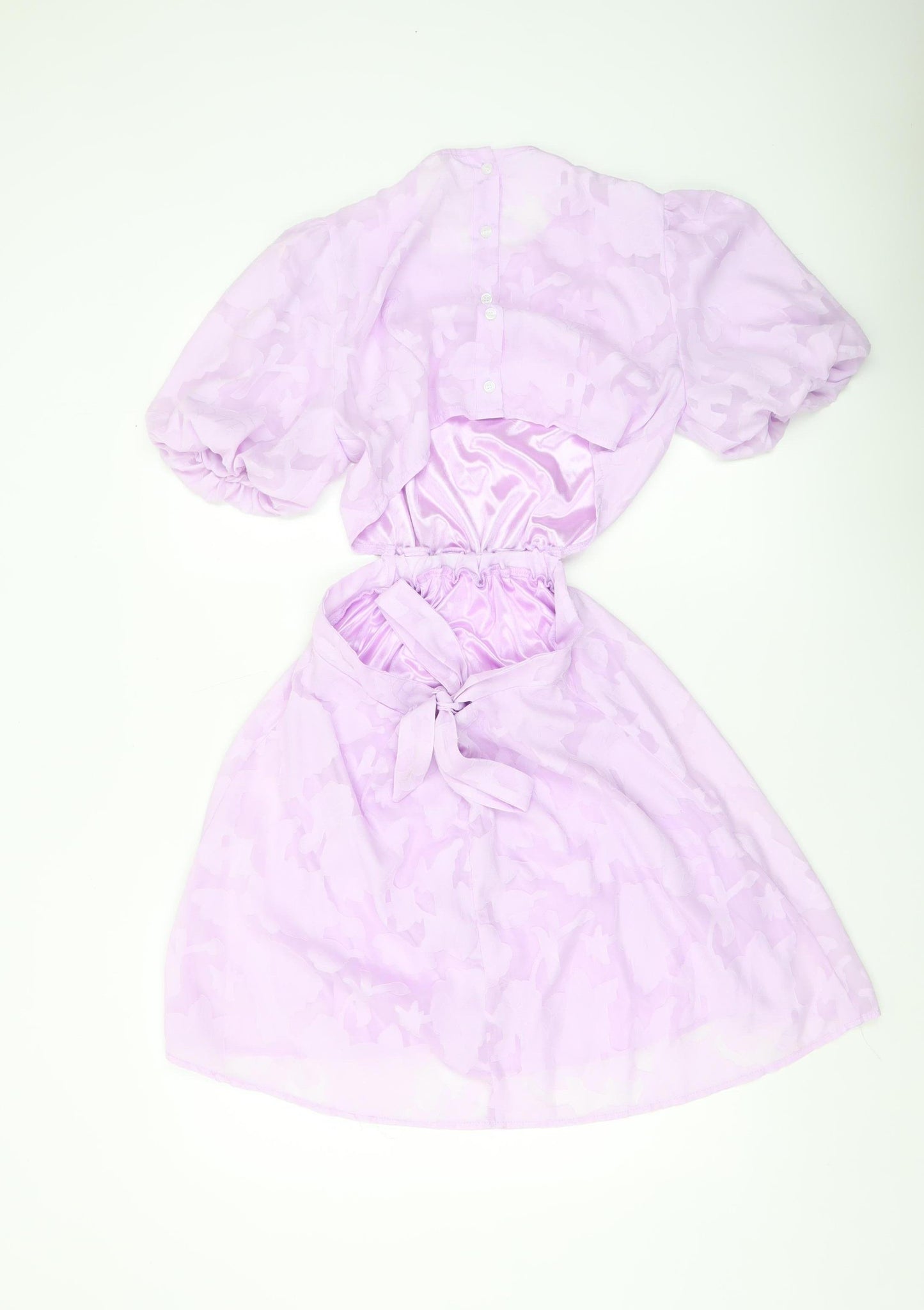 SHEIN Women Purple Short Puff Sleeve Fit & Flare Dress M