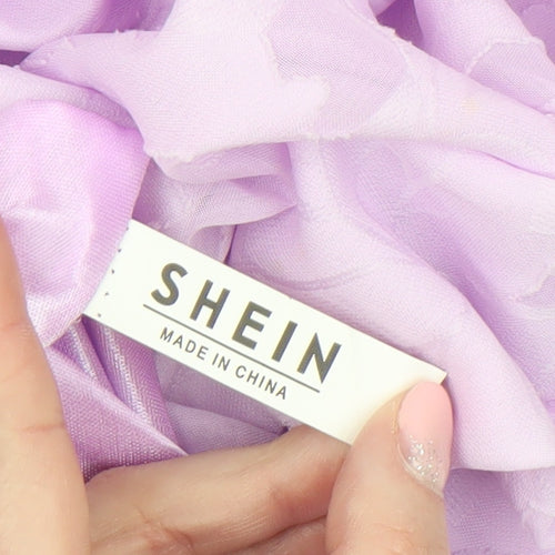 SHEIN Women Purple Short Puff Sleeve Fit & Flare Dress M