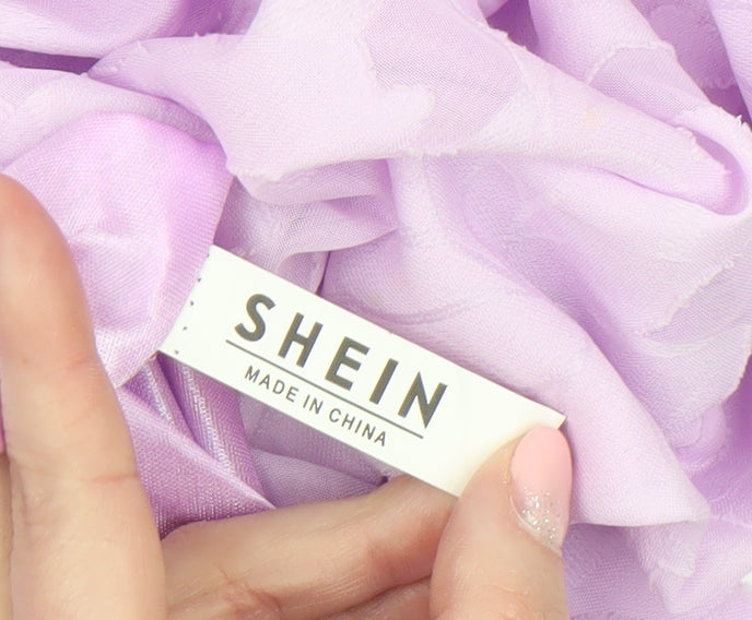 SHEIN Women Purple Short Puff Sleeve Fit & Flare Dress M