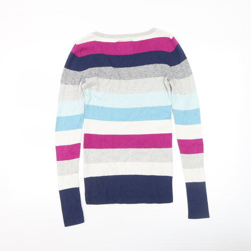 American Eagle Outfitters Women’s Multicoloured Striped V-Neck Pullover Jumper XS