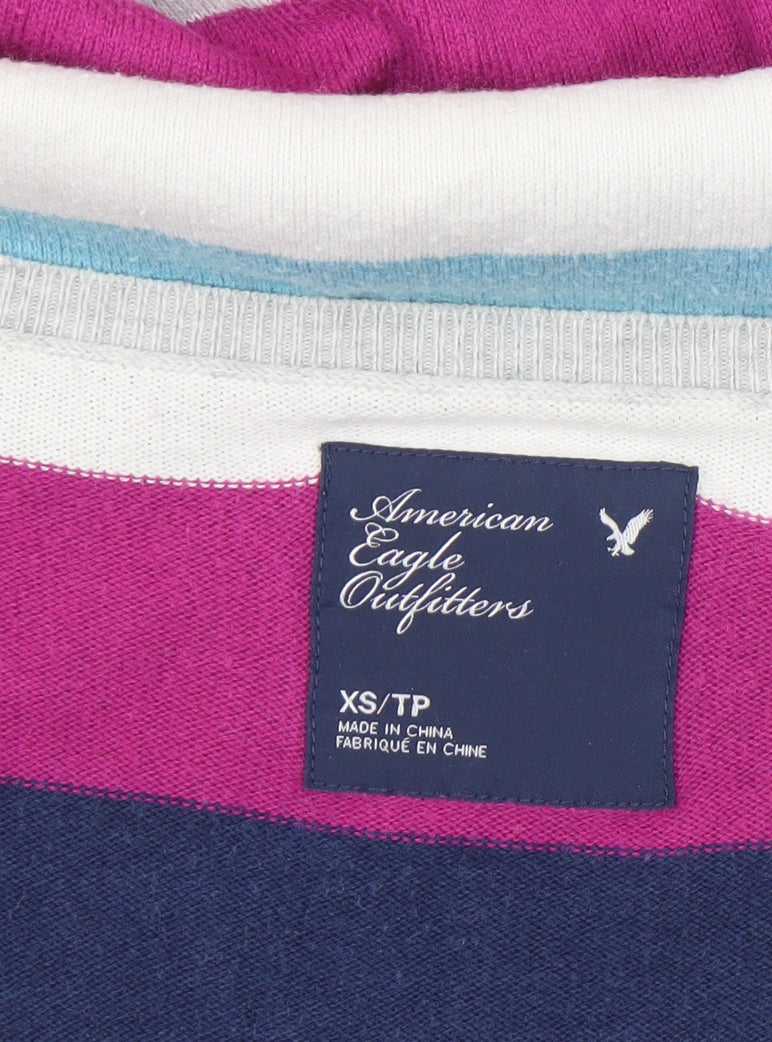 American Eagle Outfitters Women’s Multicoloured Striped V-Neck Pullover Jumper XS