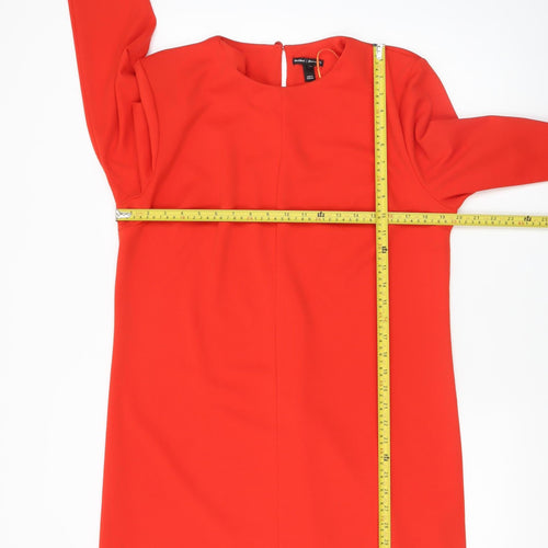 River Island Women Red Shift Dress Size 16 Long Sleeve Stretch