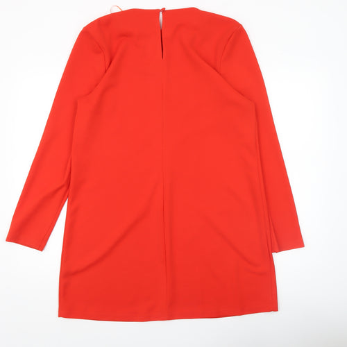 River Island Women Red Shift Dress Size 16 Long Sleeve Stretch