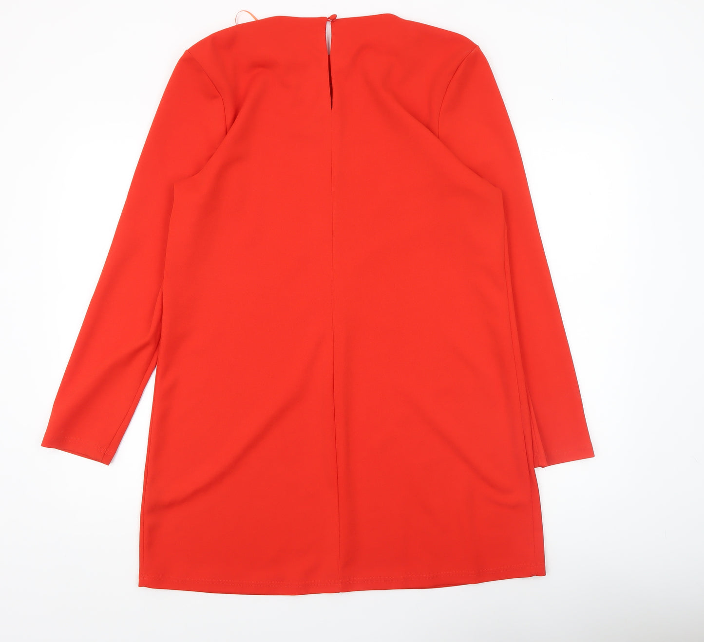 River Island Women Red Shift Dress Size 16 Long Sleeve Stretch