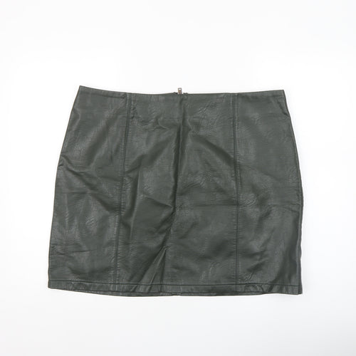 Dorothy Perkins Women’s Green Faux Leather Pencil Skirt UK 18