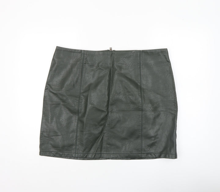 Dorothy Perkins Women’s Green Faux Leather Pencil Skirt UK 18