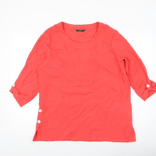 TIGI Women’s Pink 3/4 Sleeve Tunic Blouse Size 14 Rayon Blend
