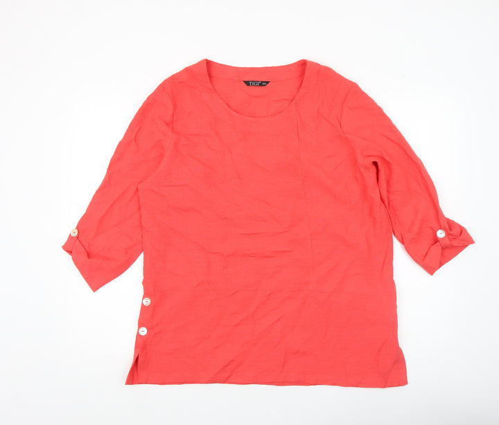 TIGI Women’s Pink 3/4 Sleeve Tunic Blouse Size 14 Rayon Blend