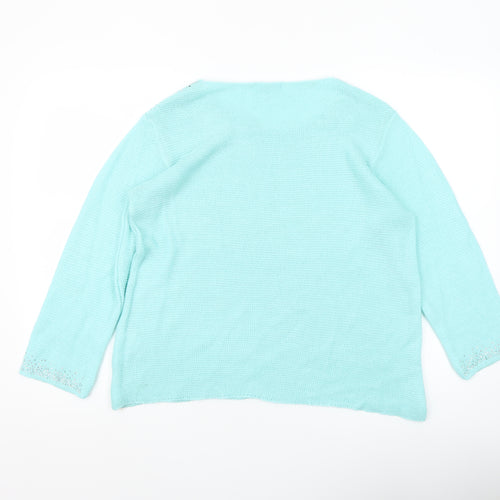 Gerard Women's Blue Beaded Knit Pullover Jumper XL