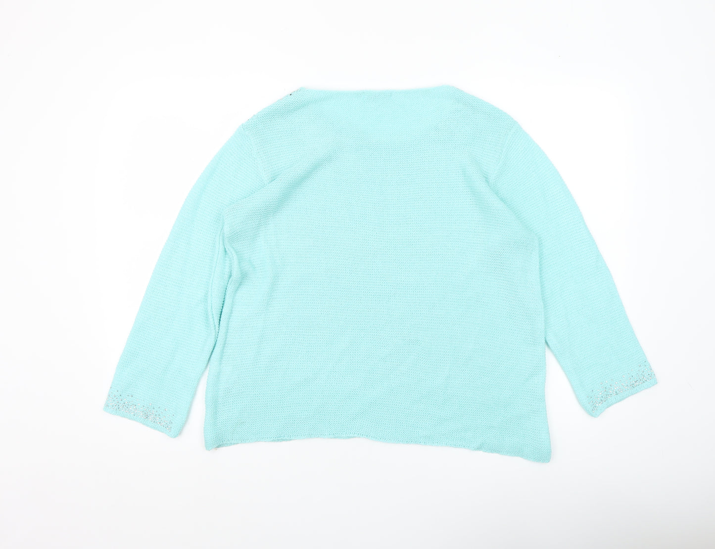 Gerard Women's Blue Beaded Knit Pullover Jumper XL