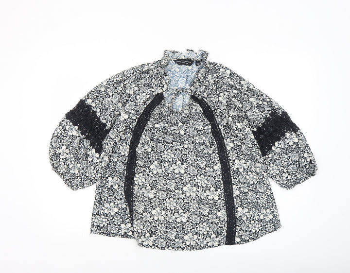 Dorothy Perkins Women's Floral Black Tunic Blouse UK12