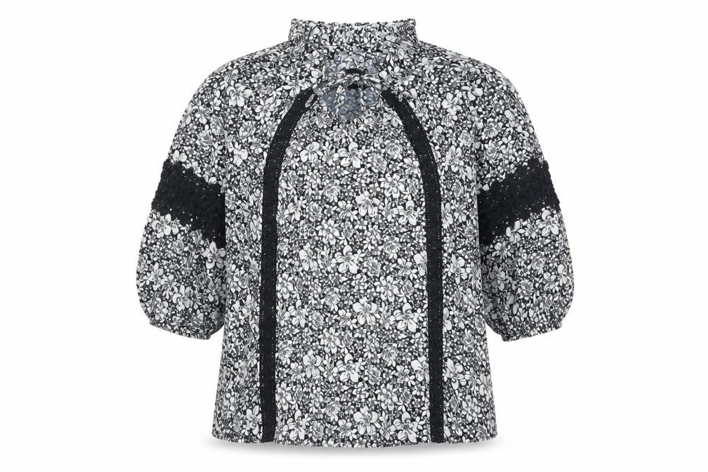 Front view of Dorothy Perkins Women's Floral Black Tunic Blouse UK12