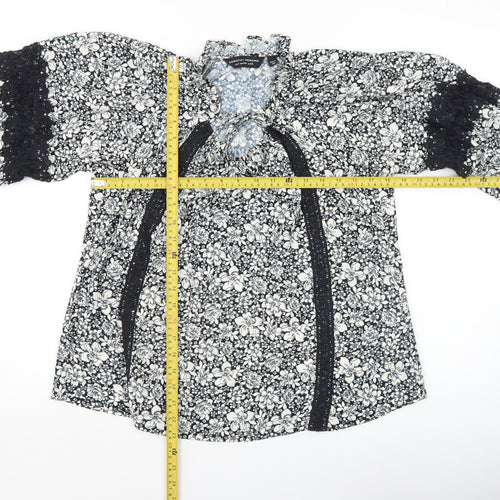 Dorothy Perkins Women's Floral Black Tunic Blouse UK12