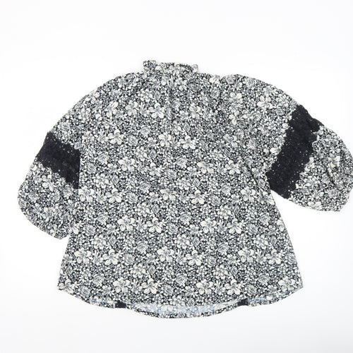 Dorothy Perkins Women's Floral Black Tunic Blouse UK12