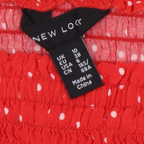 New Look Women's Red Polka Dot Off Shoulder Cropped Blouse Size 10