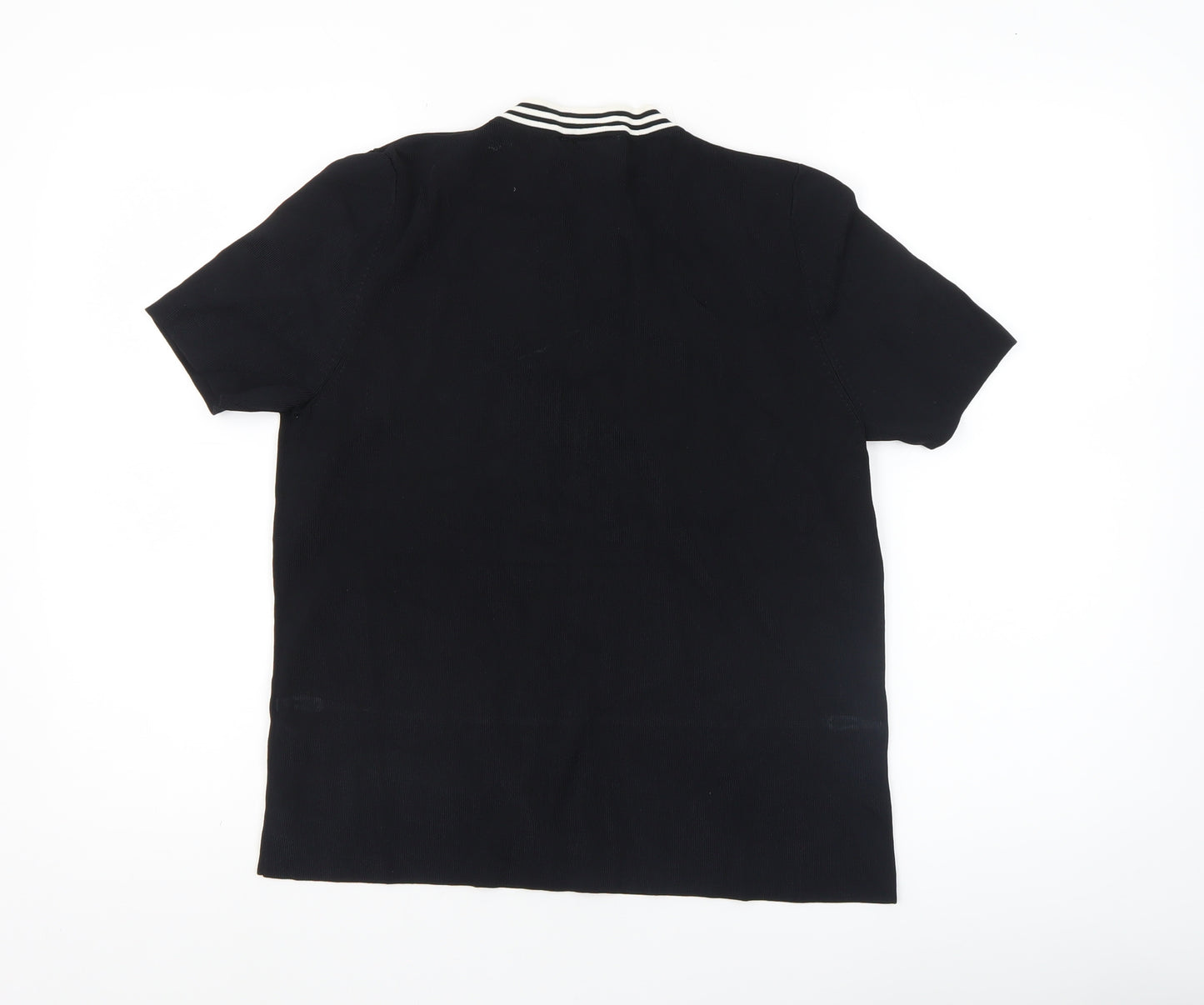 BHS Womens Black Short Sleeve V-Neck Bow Blouse Size 18