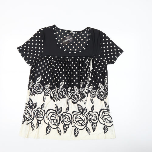 Vivance Collection Women's Black Polka Dot Tunic Top Size 12