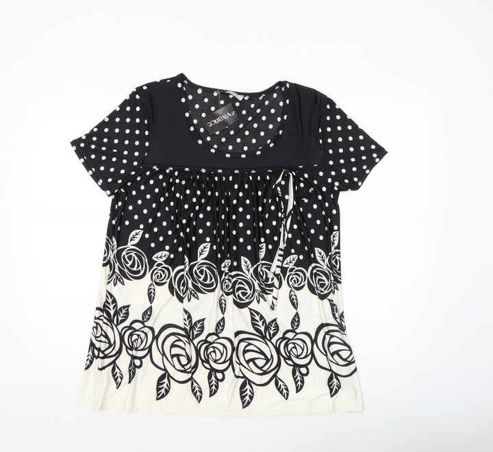 Vivance Collection Women's Black Polka Dot Tunic Top Size 12