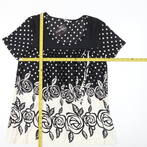 Vivance Collection Women's Black Polka Dot Tunic Top Size 12