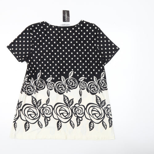 Vivance Collection Women's Black Polka Dot Tunic Top Size 12