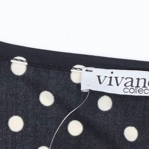 Vivance Collection Women's Black Polka Dot Tunic Top Size 12