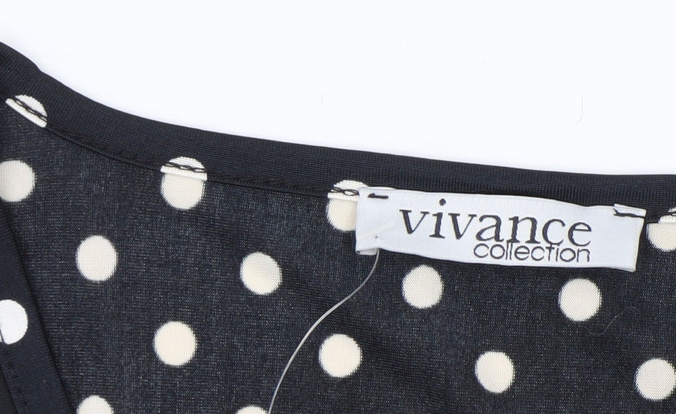 Vivance Collection Women's Black Polka Dot Tunic Top Size 12