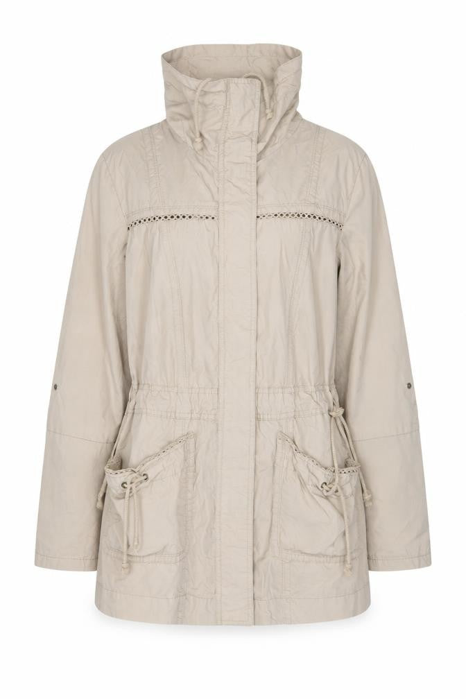 Front view of George Women Beige Cotton Anorak Jacket, size 12, Mid-Length