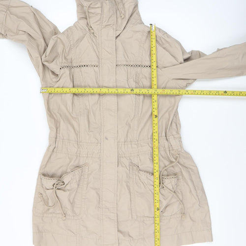 George Women Beige Cotton Anorak Jacket Size 12 Mid-Length